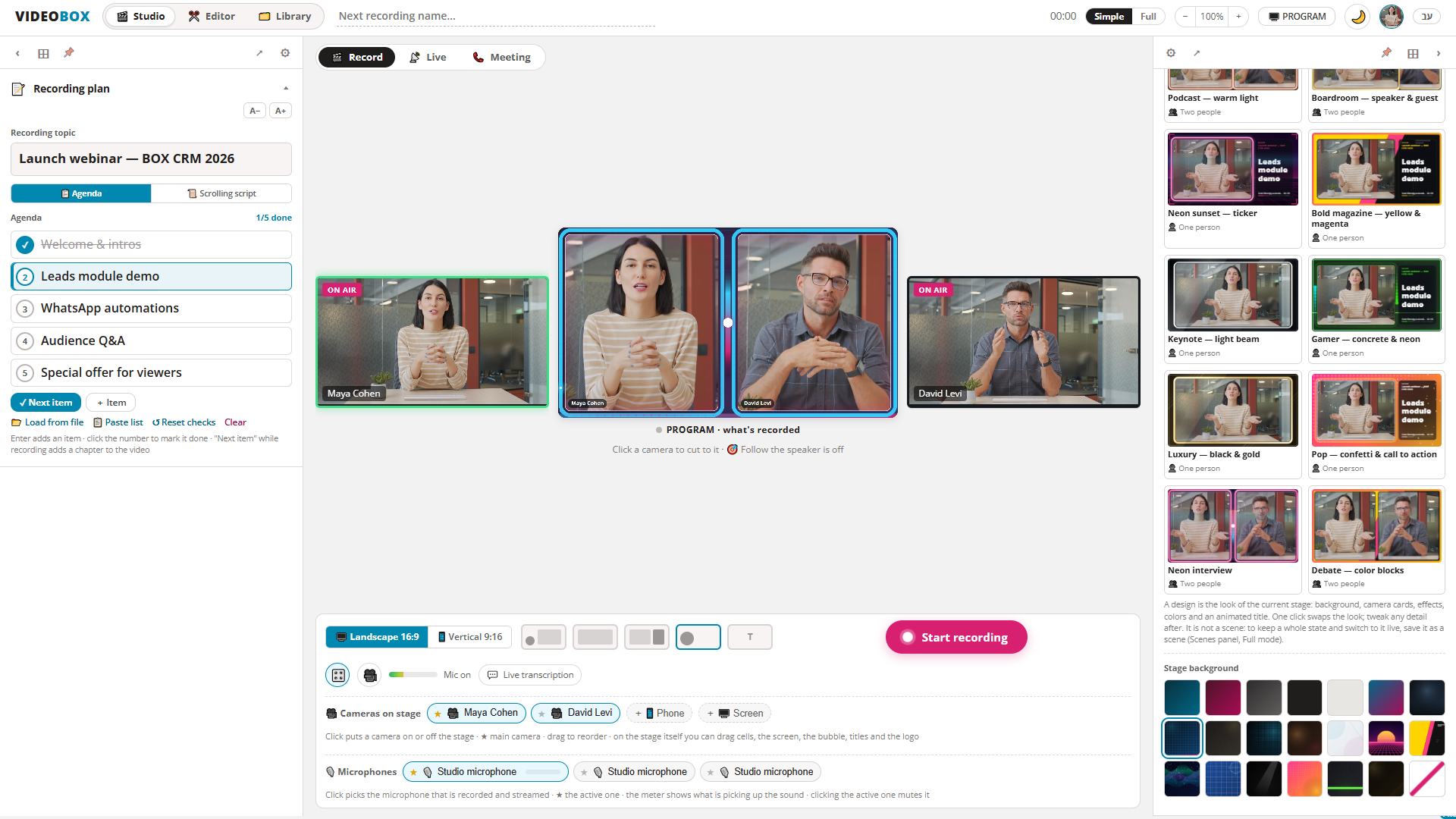 Director view — automatic speaker switching